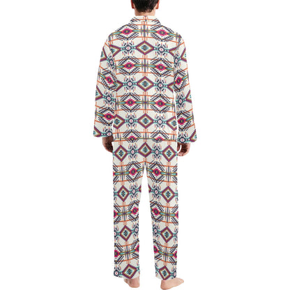 Indian Navajo Art Themed Design Print Men's Long Pajama Set