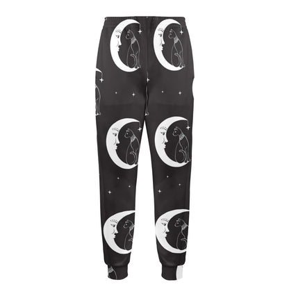 Moon with Cat Pattern Print Design 04 Men's Casual Track Pants