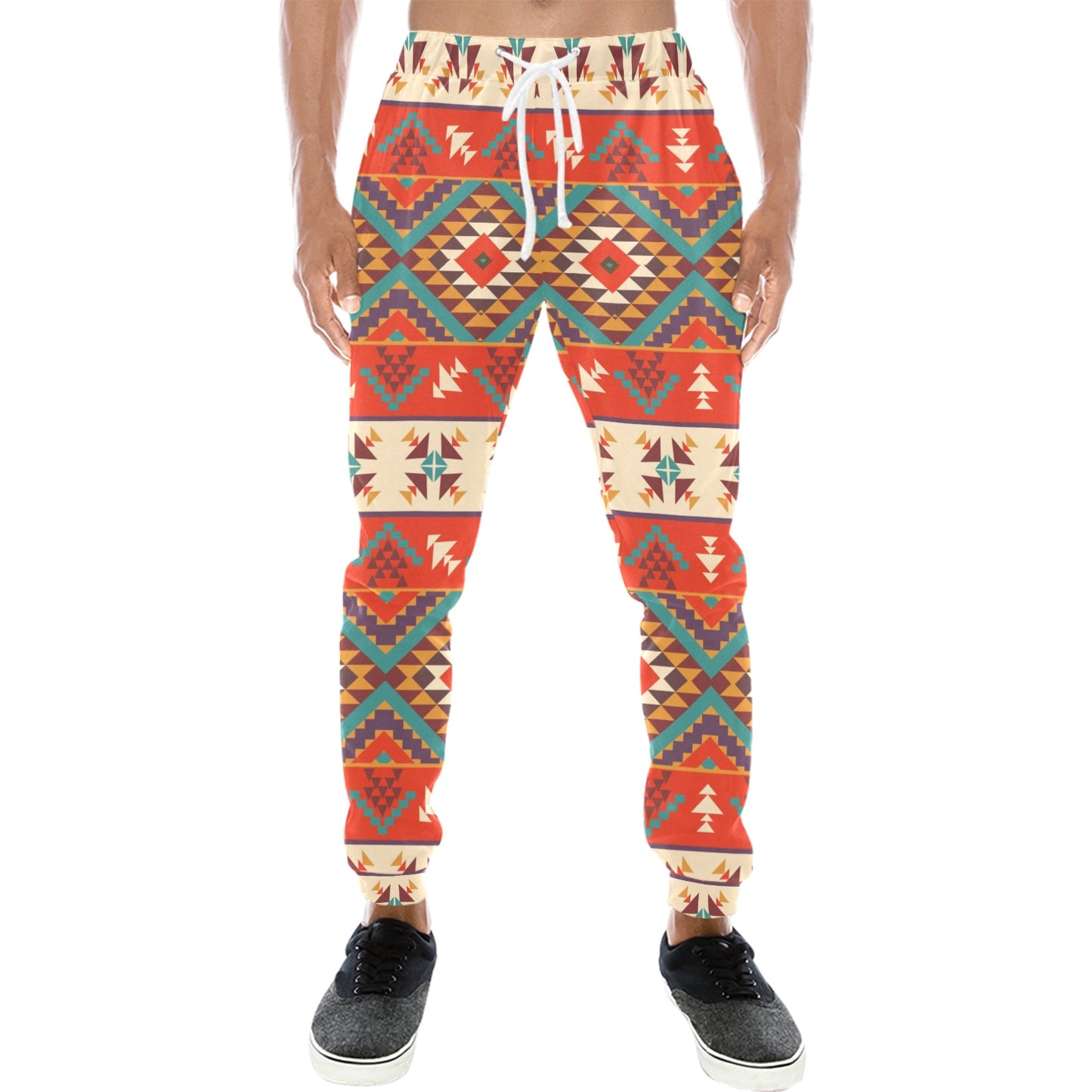 Aztec Red Print Pattern Men's Sweatpants