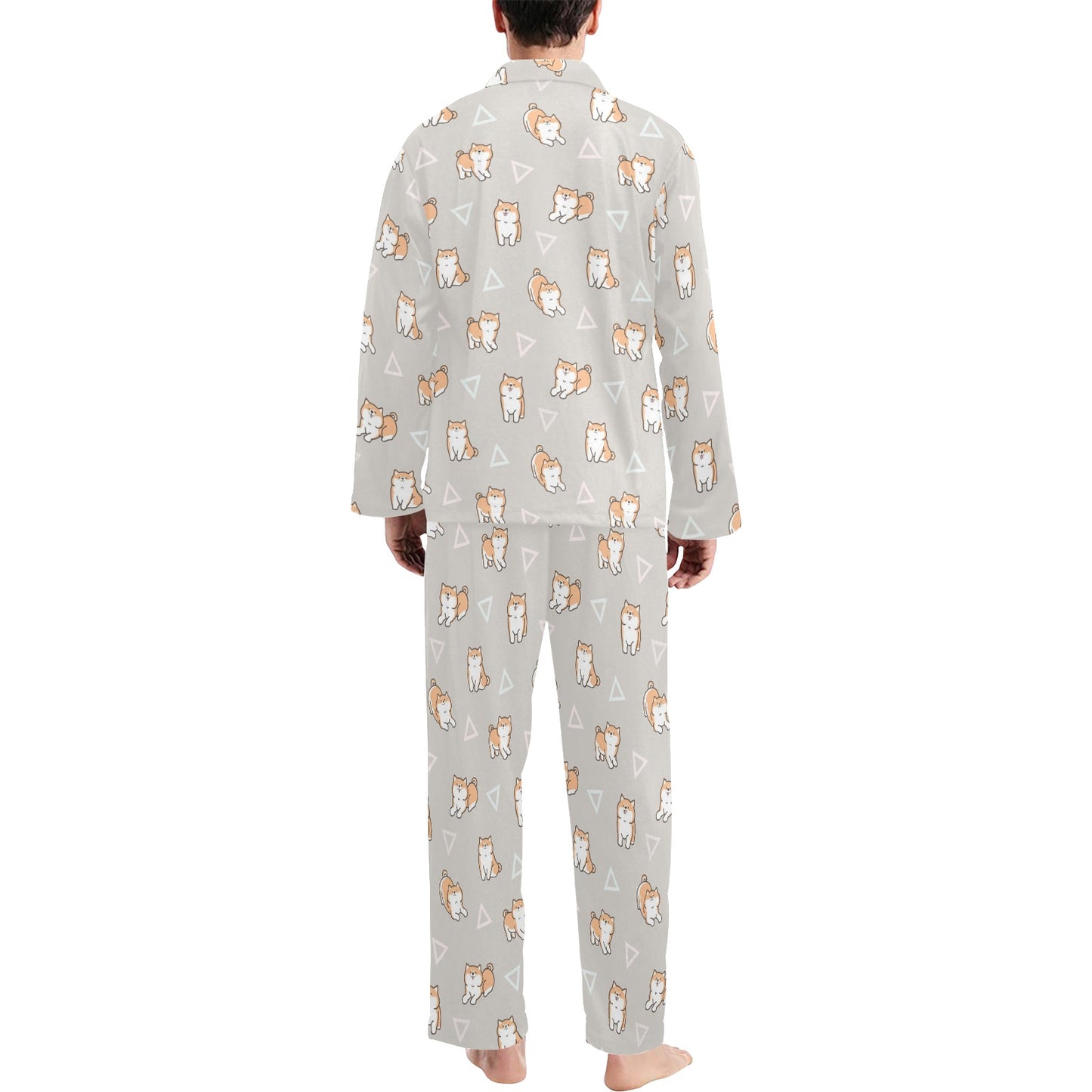 Shiba Inu Print Design LKS307 Men's Long Pajama Set