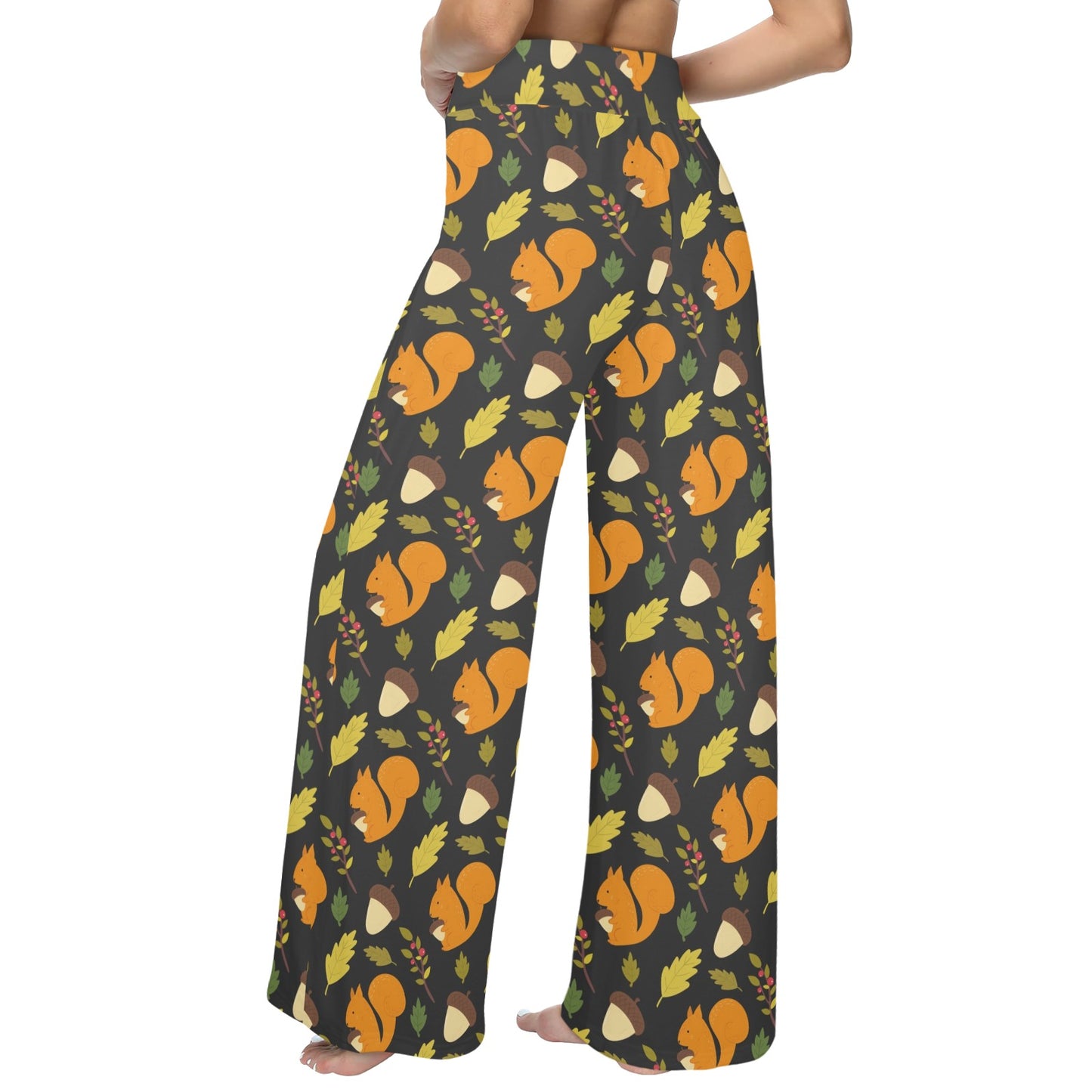 Squirrel Print Design LKS301 Women's Wide Leg Lounge Pants