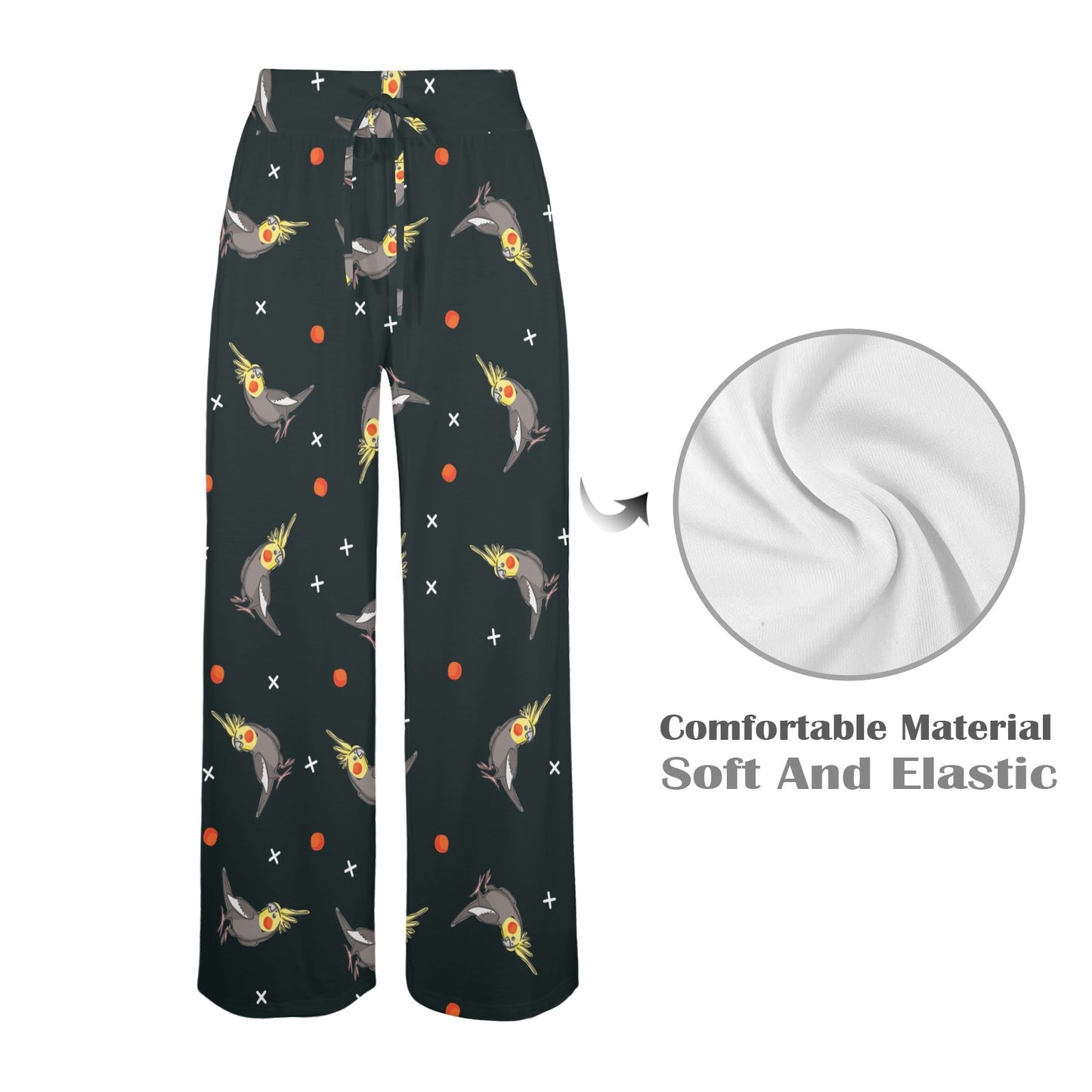 Cockatiel Pattern Print Design 02 Women's Wide Leg Lounge Pants
