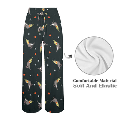 Cockatiel Pattern Print Design 02 Women's Wide Leg Lounge Pants