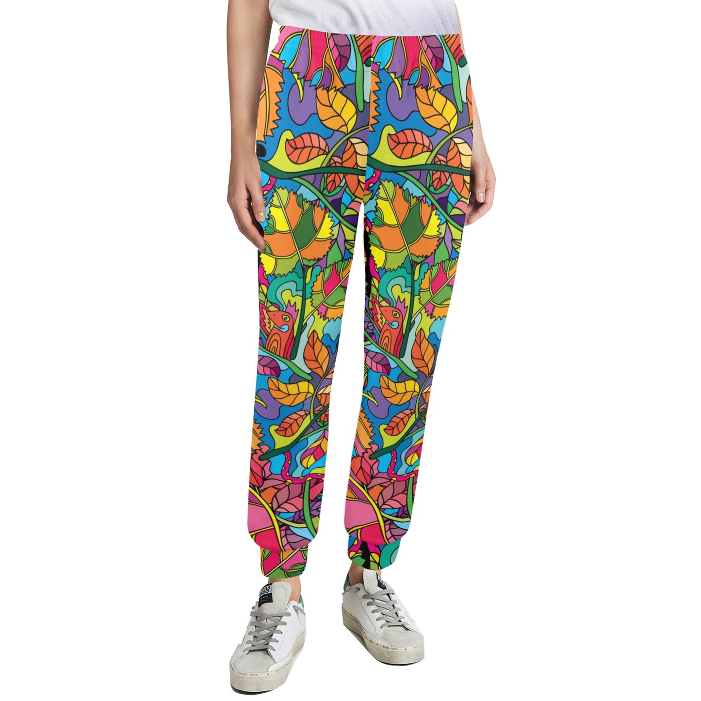Psychedelic Trippy Flower Print Women's Casual Track Pants