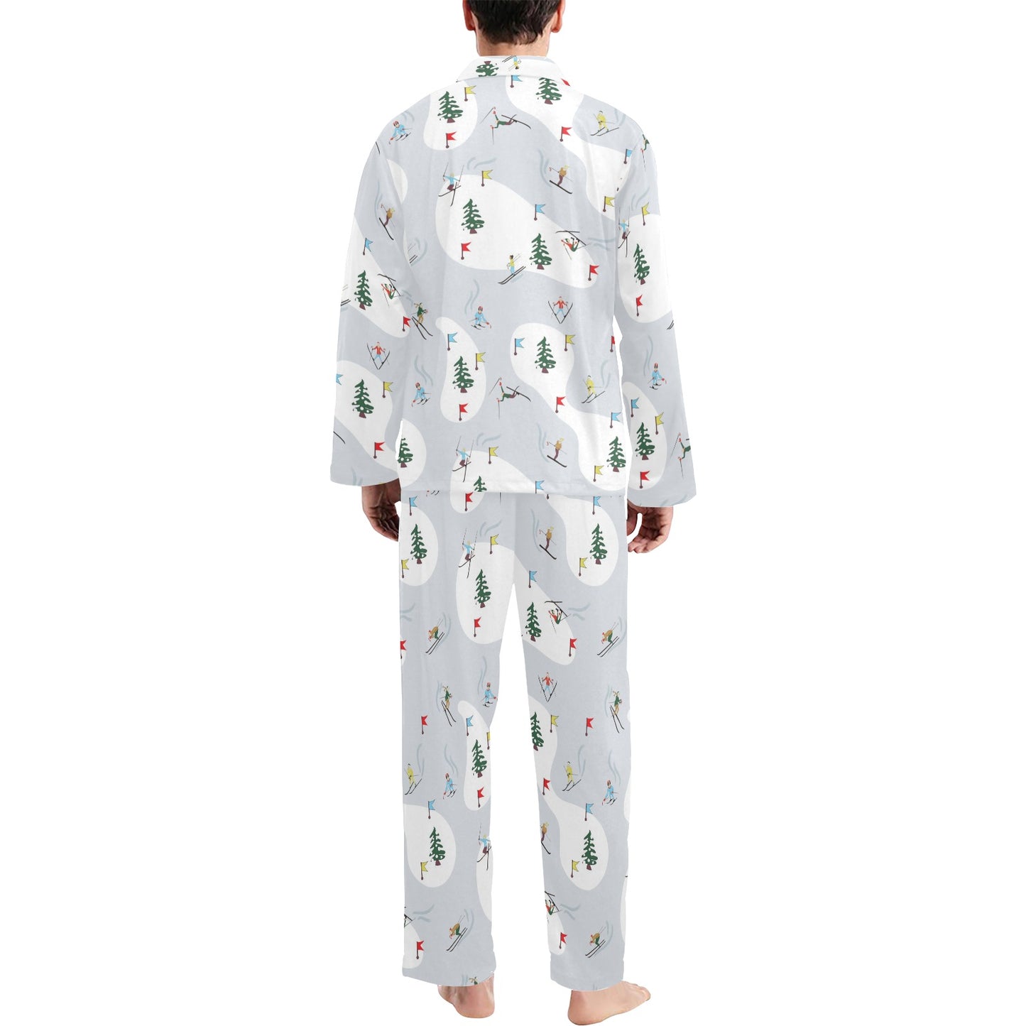 Ski Print Design LKS305 Men's Long Pajama Set