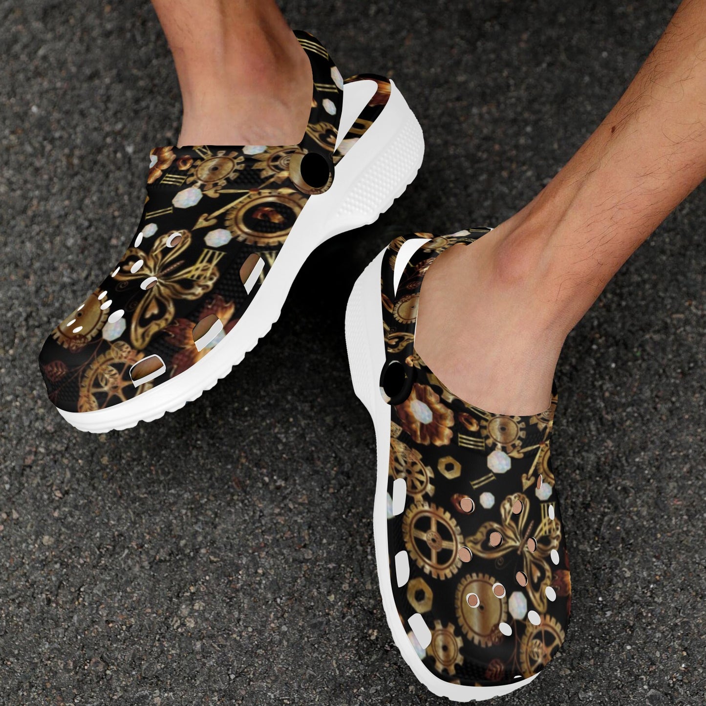 Steampunk Butterfly Design Themed Print Unisex Clogs Shoes