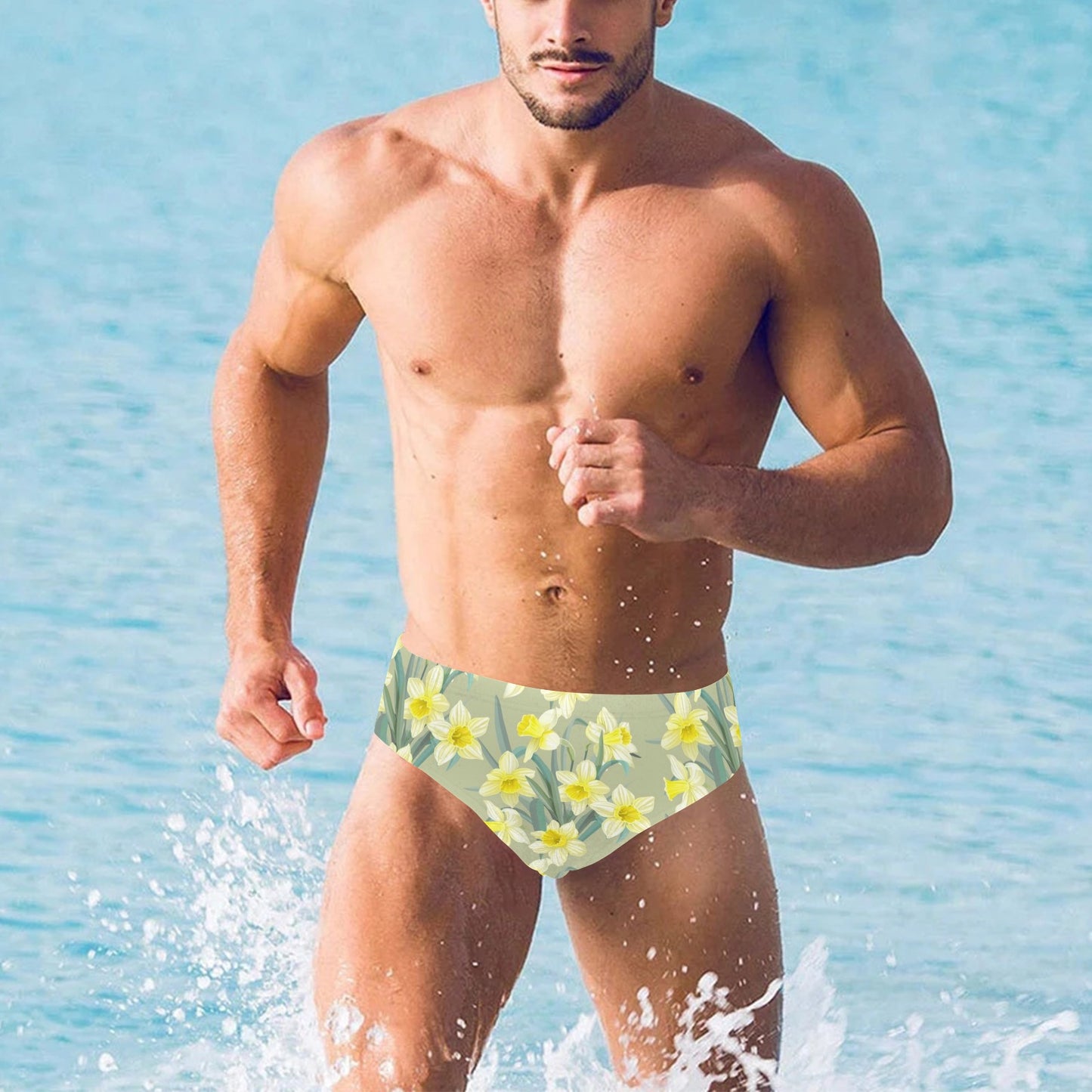 Daffodils Pattern Print Design DF01 Men's Swimming Briefs