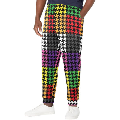 Houndstooth Colorful Pattern Print Design 01 Men's Casual Track Pants