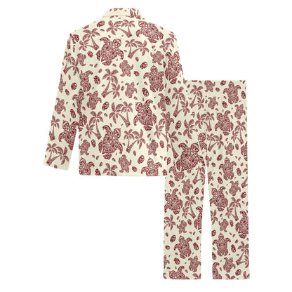 Polynesian Tattoo Turtle Themed Men's Long Pajama Set