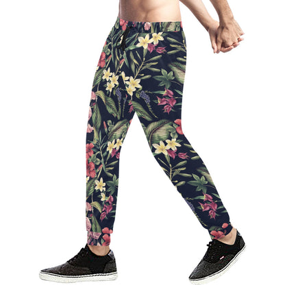 Tropical Flower Pattern Men's Sweatpants