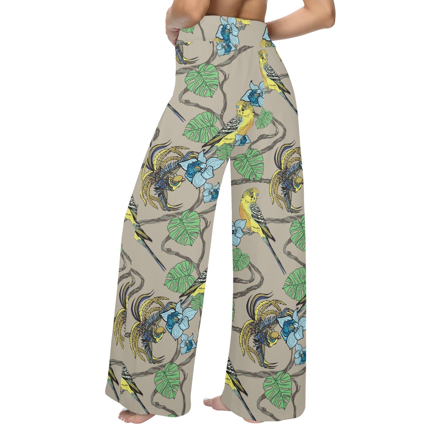 Parakeet Pattern Print Design A02 Women's Wide Leg Lounge Pants