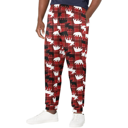Moose Print Design LKS401 Men's Casual Track Pants