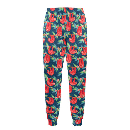 Sloth Red Design Themed Print Men's Casual Track Pants