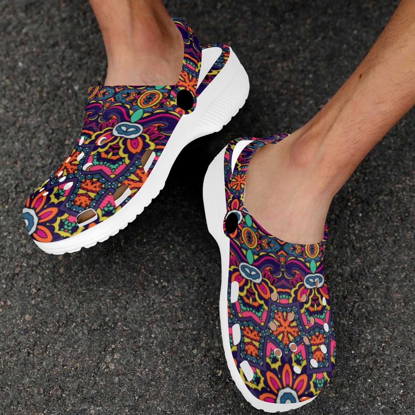 Ethnic Flower Style Print Pattern Unisex Clogs Shoes