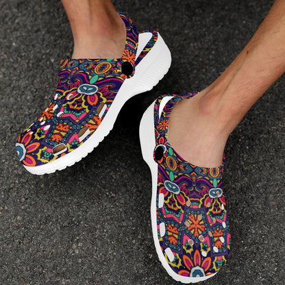 Ethnic Flower Style Print Pattern Unisex Clogs Shoes