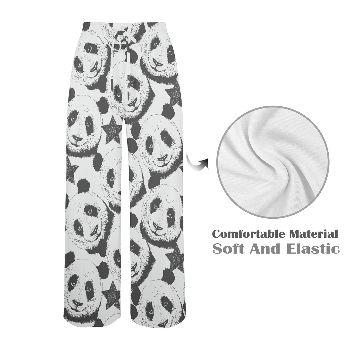 Panda Pattern Print Design A02 Women's Wide Leg Lounge Pants