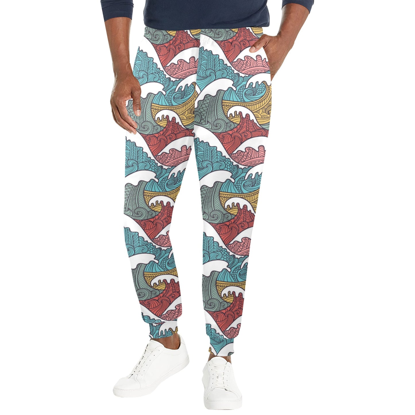 Tribal Wave Pattern Print Men's Casual Track Pants