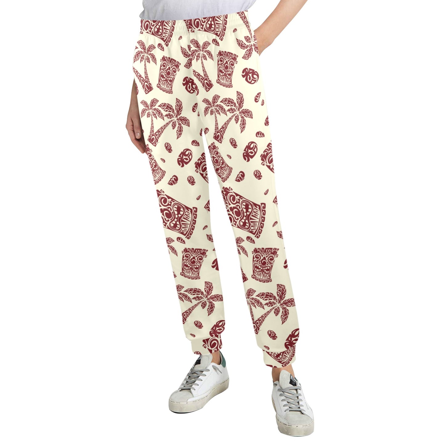 Tiki Tribal Mask Palm Tree Women's Casual Track Pants
