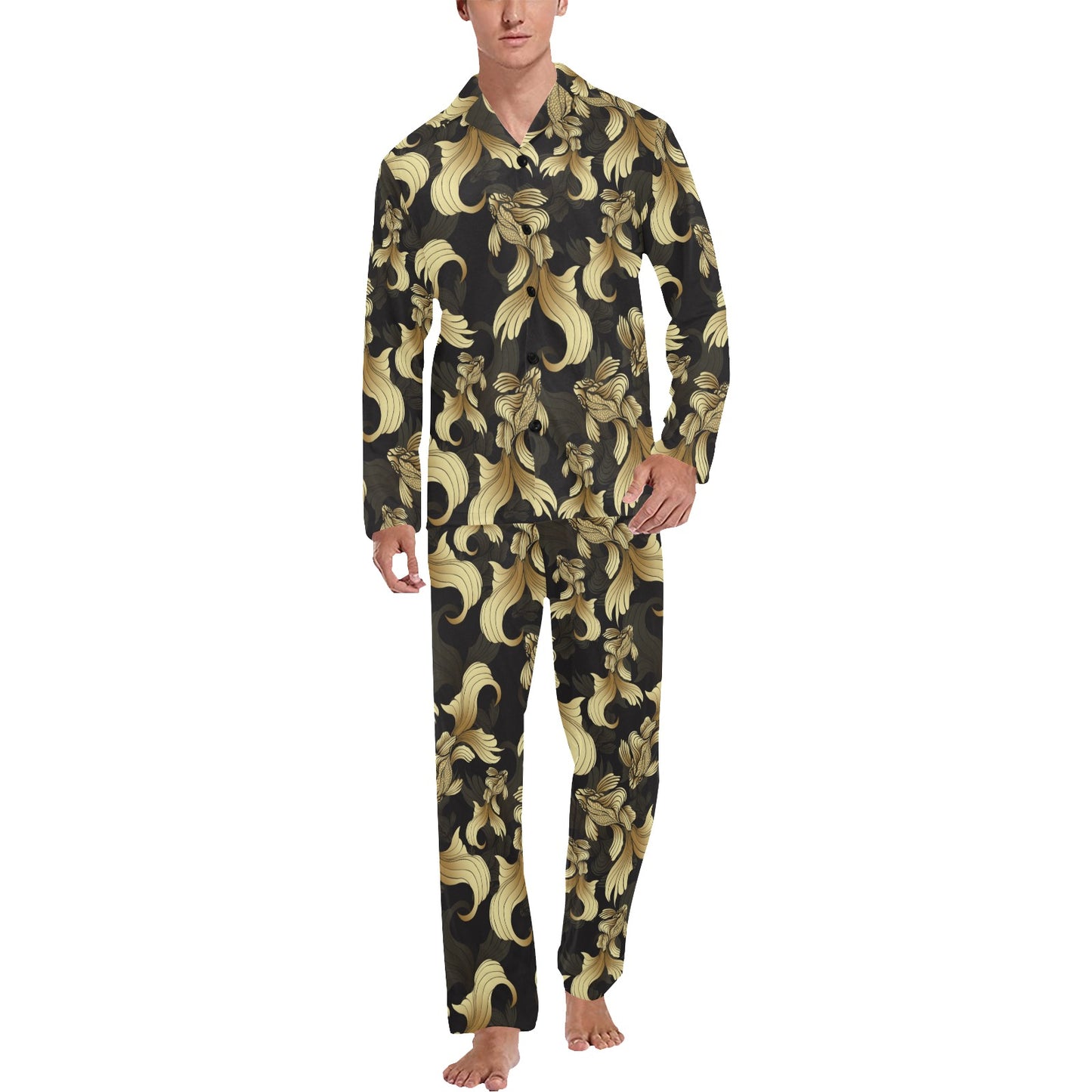 Goldfish Pattern Print Design 02 Men's Long Pajama Set