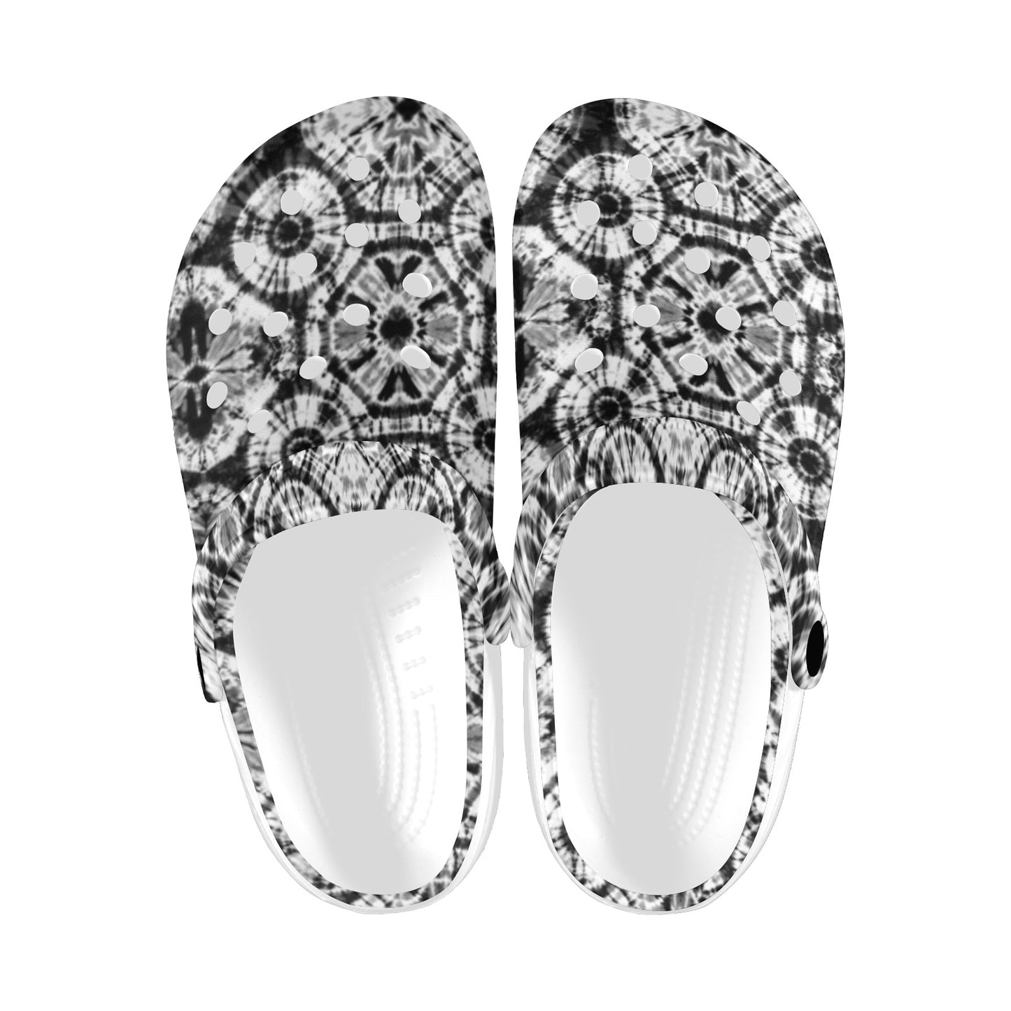 Tie Dye Black White Design Print Unisex Clogs Shoes
