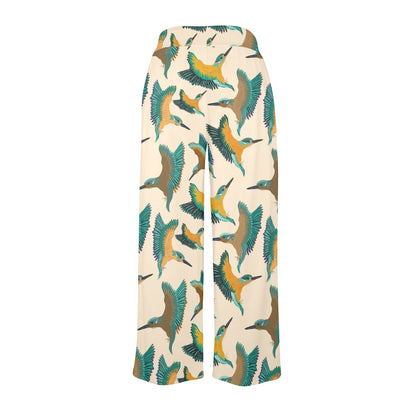 Kingfisher Pattern Print Design 02 Women's Wide Leg Lounge Pants
