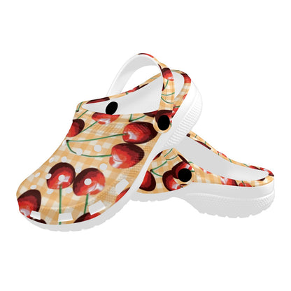 Cherry Orange Plaid Print Unisex Clogs Shoes