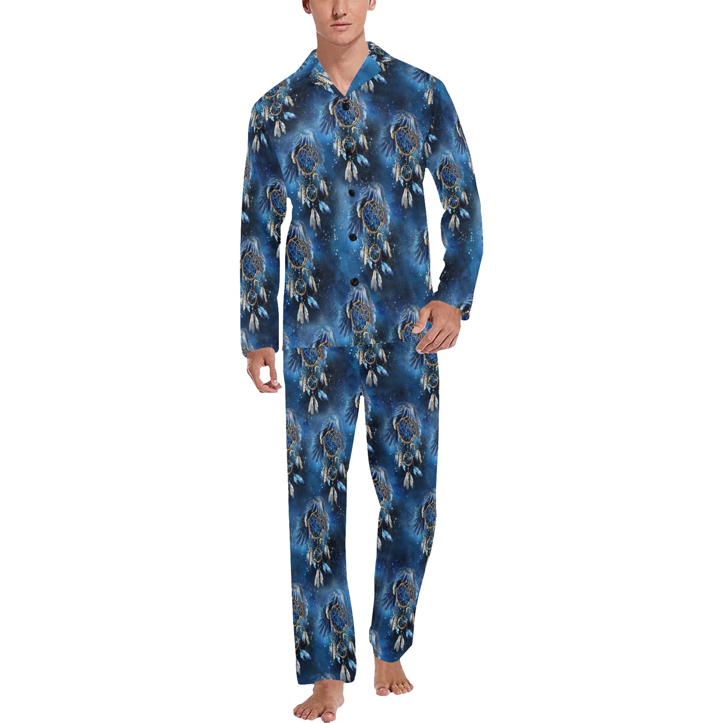 Eagles Dream Catcher Themed Men's Long Pajama Set
