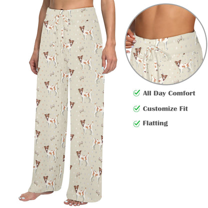 Russell Terriers With Bone Print Design LKS302 Women's Wide Leg Lounge Pants