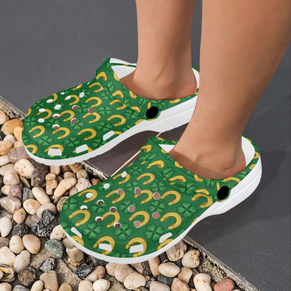 Shamrock Horseshoes Print Pattern Unisex Clogs Shoes