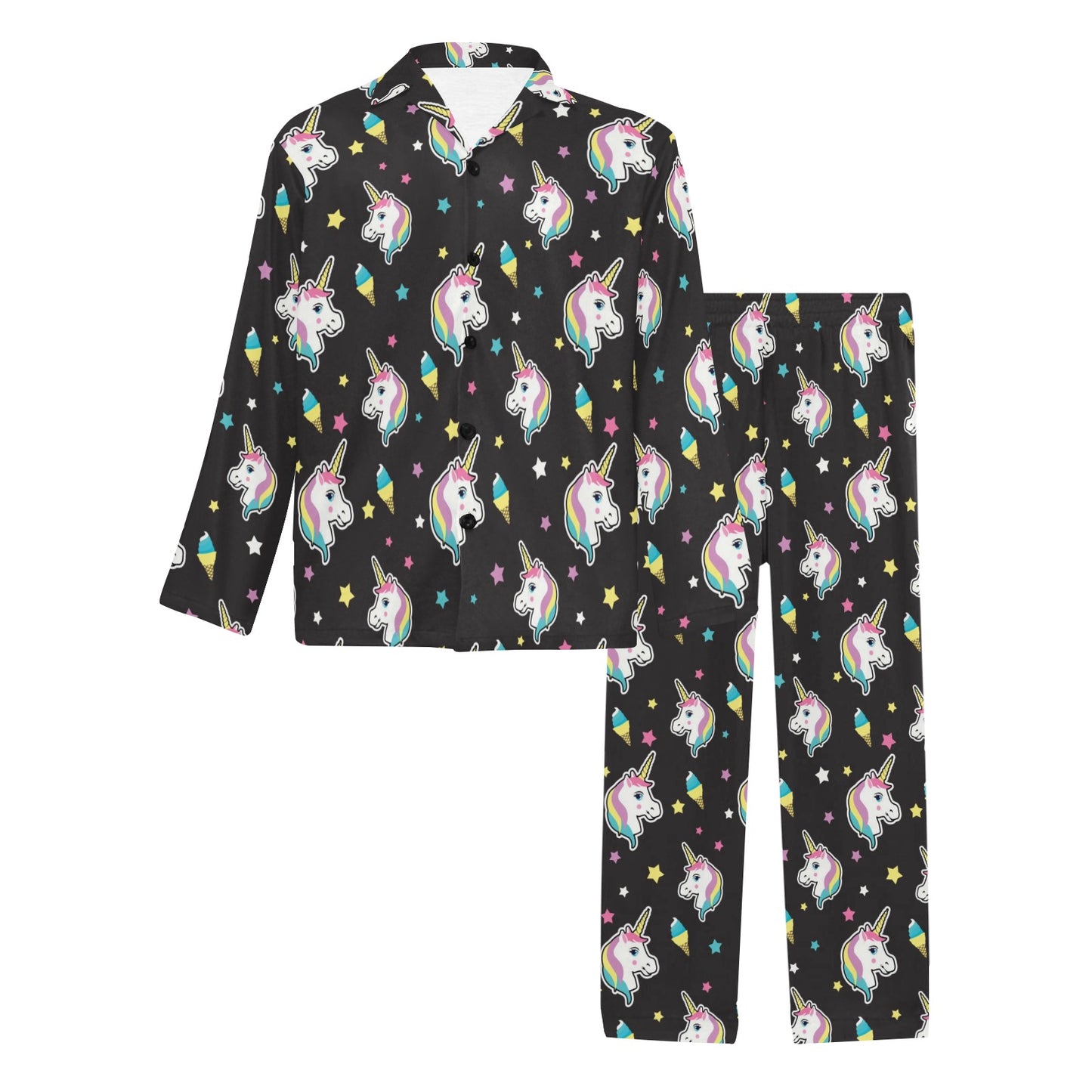 Unicorn Print Design LKS302 Men's Long Pajama Set