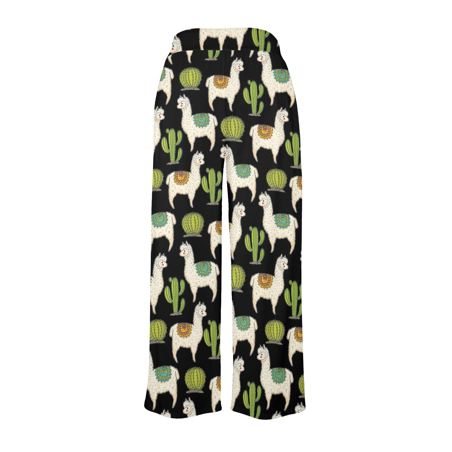 Alpaca Cactus Pattern Print Design 07 Women's Wide Leg Lounge Pants