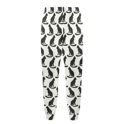 Black Cat Pattern Print Design 02 Men's Casual Track Pants