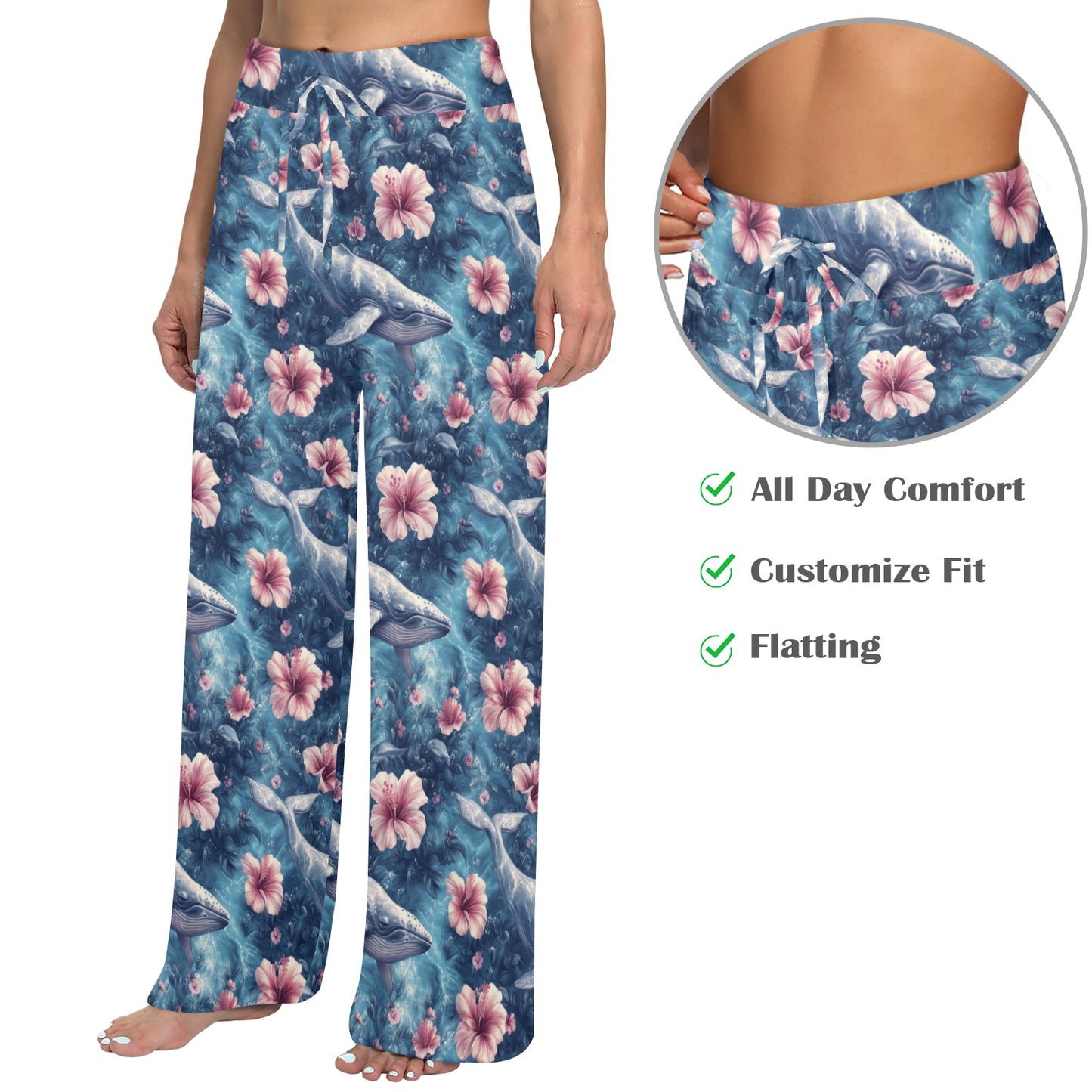 Walrus Pattern Print Design 01 Women's Wide Leg Lounge Pants