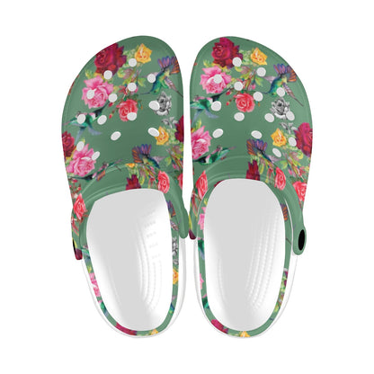 Hummingbird with Rose Themed Print Unisex Clogs Shoes