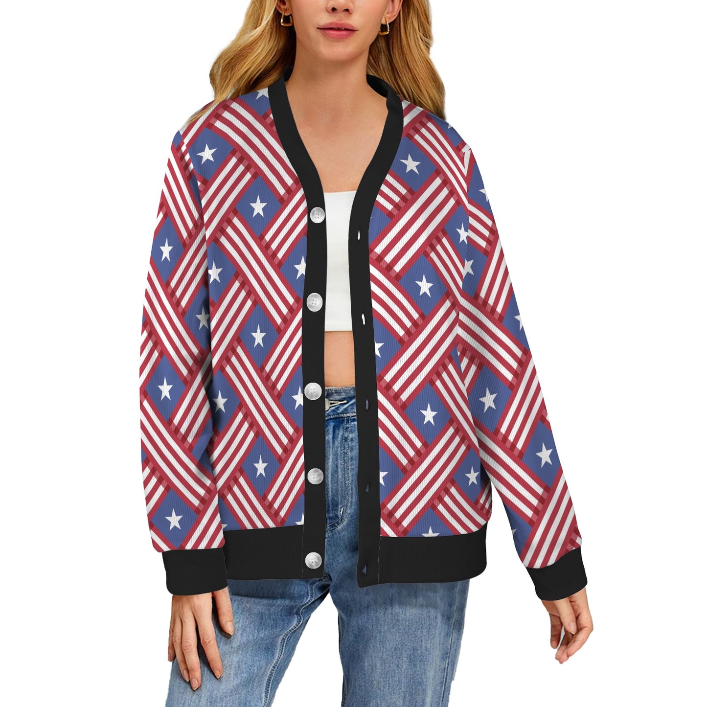 American flag Pattern Women's Cardigan