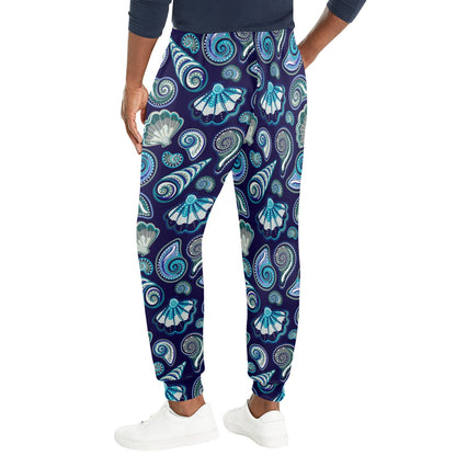 Beach Seashell Blue Print Men's Casual Track Pants