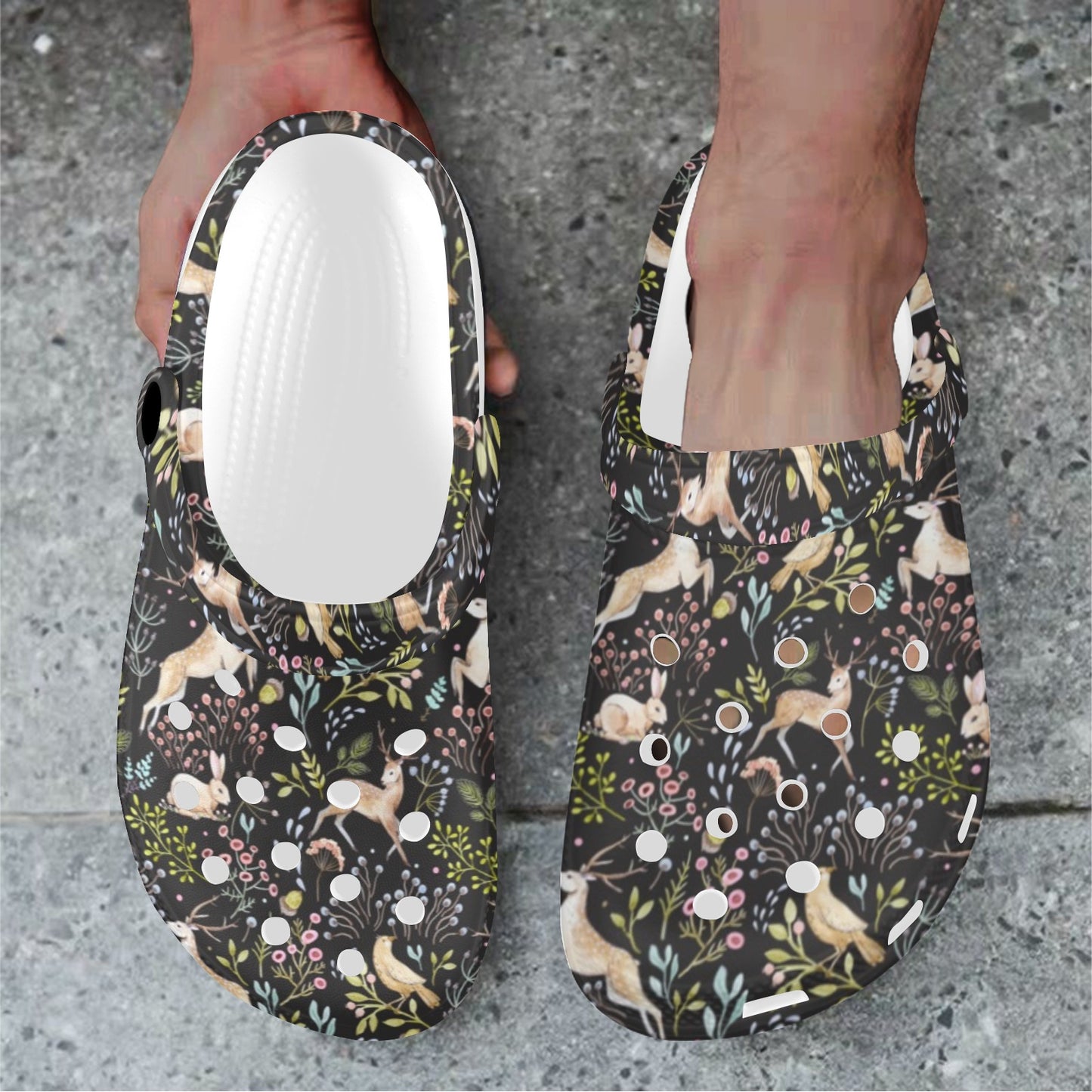 Deer Floral Jungle Unisex Clogs Shoes