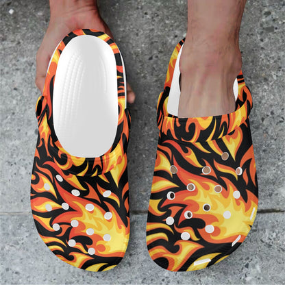 Flame Fire Design Pattern Unisex Clogs Shoes