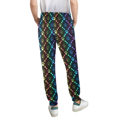 Paw Rainbow Pattern Print Design A01 Women's Casual Track Pants