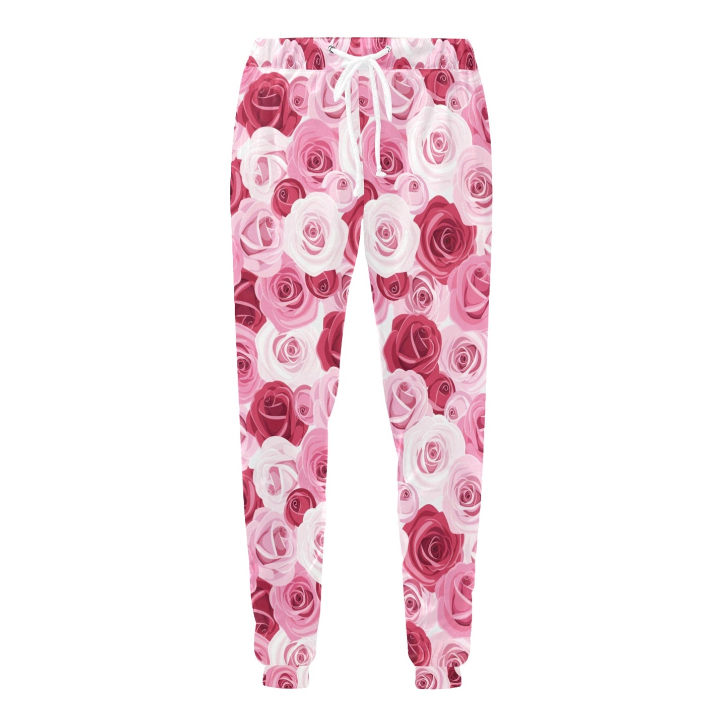 Pink Red Rose Pattern Print Men's Sweatpants