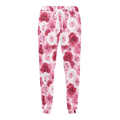 Pink Red Rose Pattern Print Men's Sweatpants