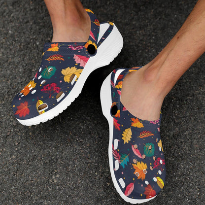 Elm Leave Colorful Print Pattern Unisex Clogs Shoes