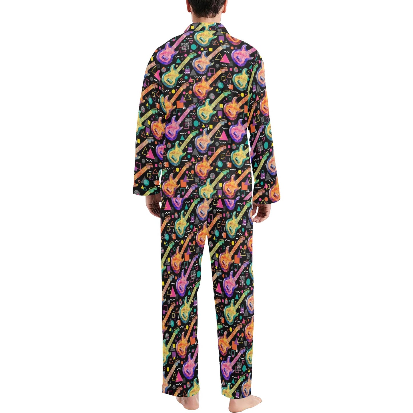 Electric Guitar Print Design LKS403 Men's Long Pajama Set