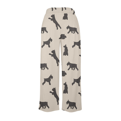 Schnauzers Pattern Print Design A06 Women's Wide Leg Lounge Pants