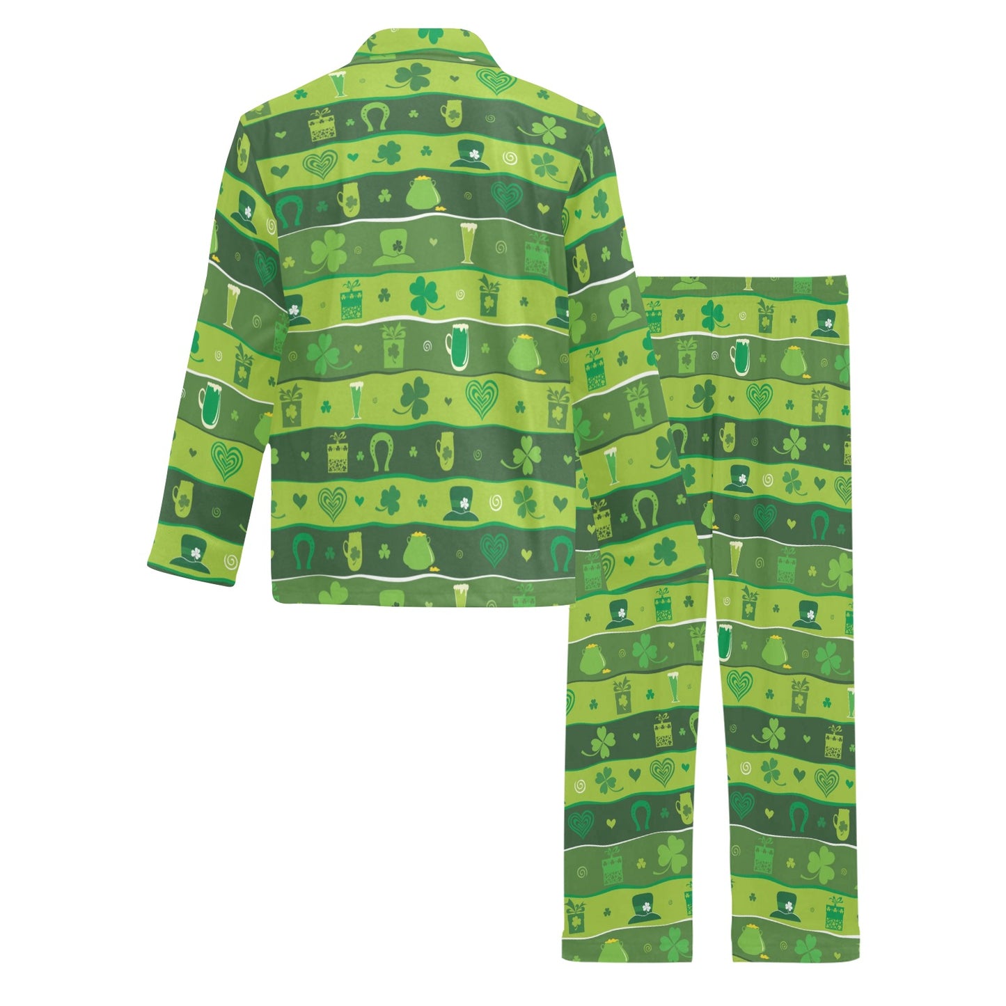 Shamrock Print Design LKS303 Men's Long Pajama Set