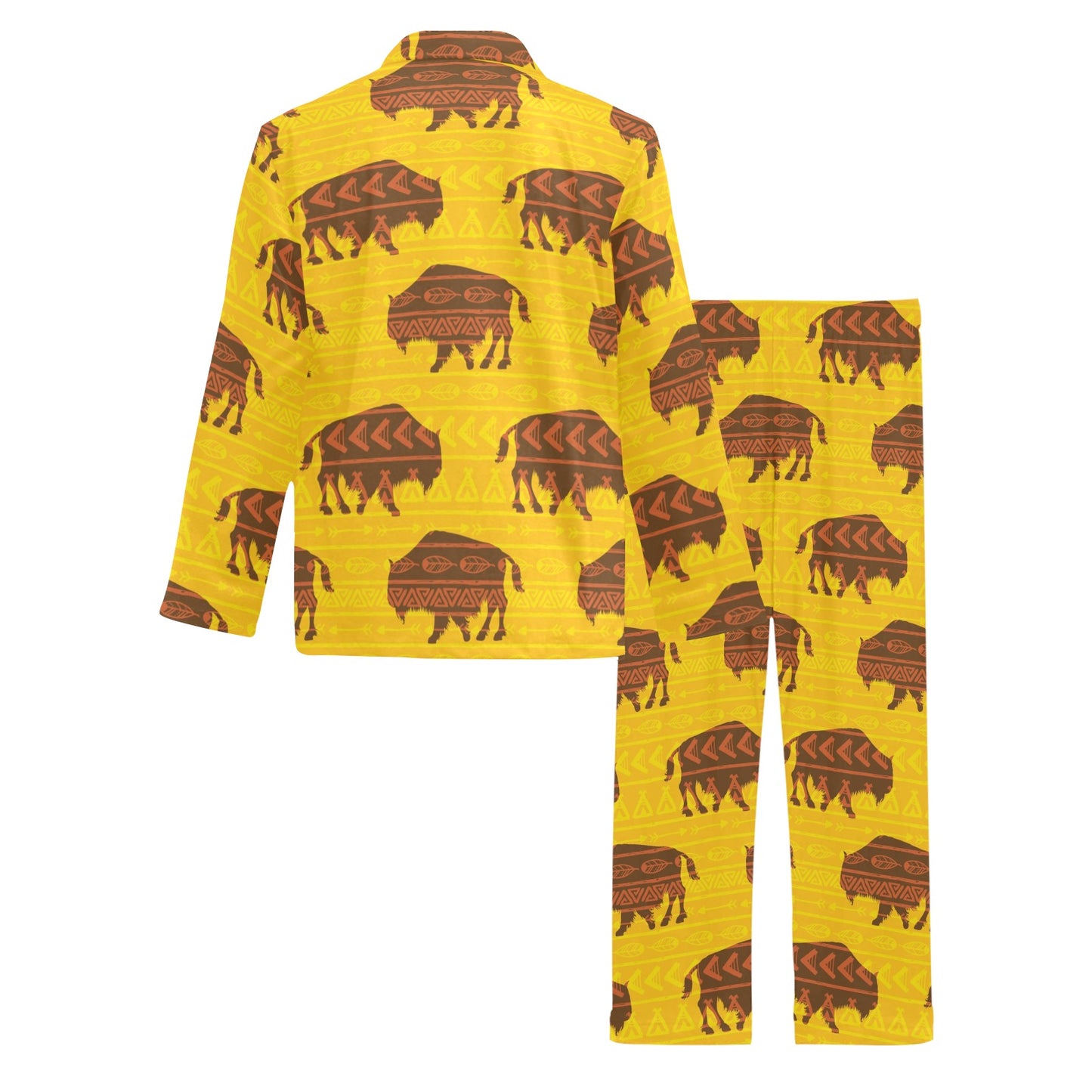 Bison Native Pattern Print Design 01 Men's Long Pajama Set