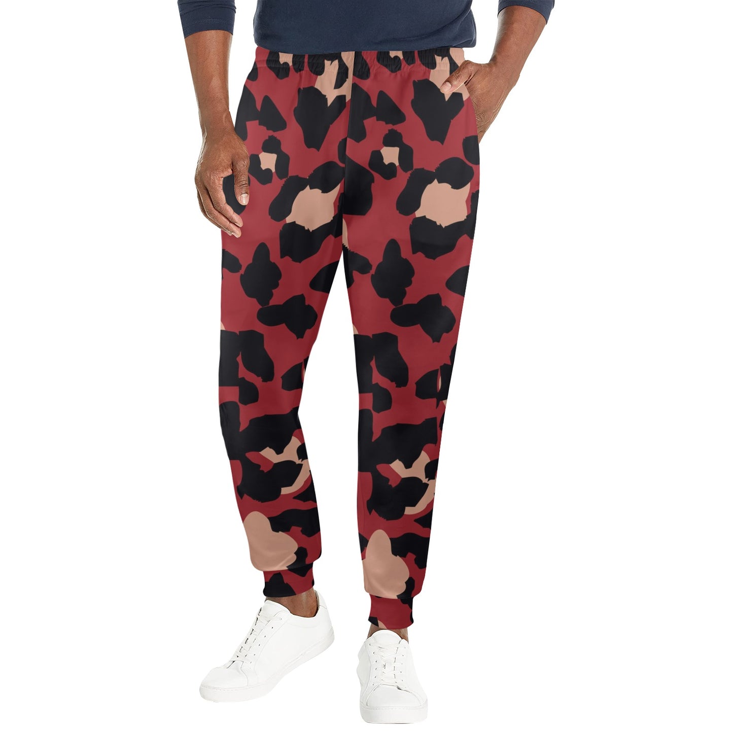 Cheetah Red Print Pattern Men's Casual Track Pants