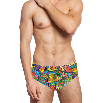 Psychedelic Trippy Flower Print Men's Swimming Briefs