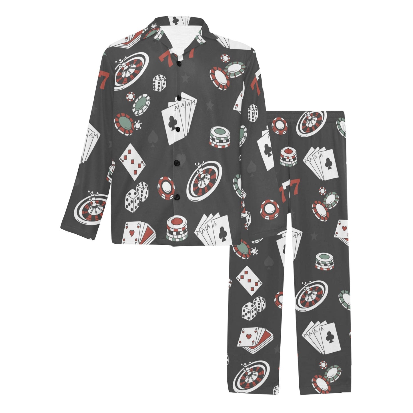 Casino Pattern Print Design 02 Men's Long Pajama Set