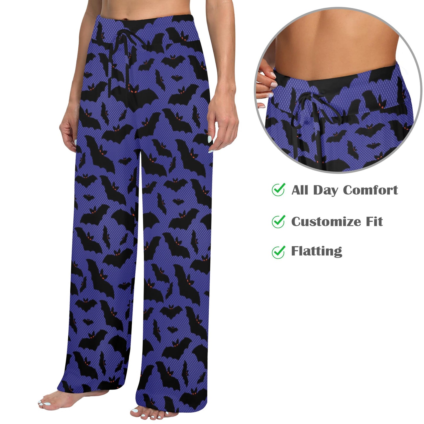 Bat Halloween Pattern Print Design 02 Women's Wide Leg Lounge Pants